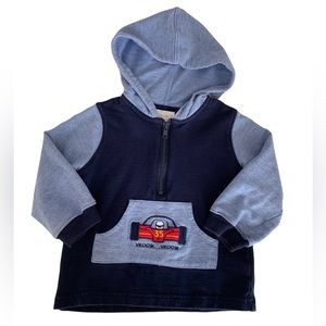 VTG Celebrity Kids Hoodie Top Half Zipper Long Sleeves Race Cars Blue Red Boys